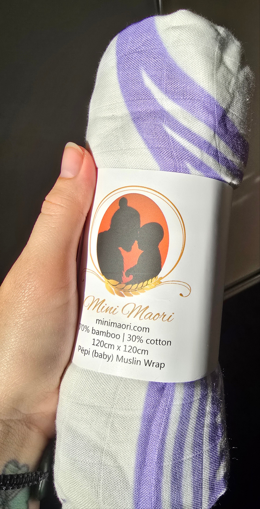 Organic Muslin Wrap - Whenua (Land) Purple