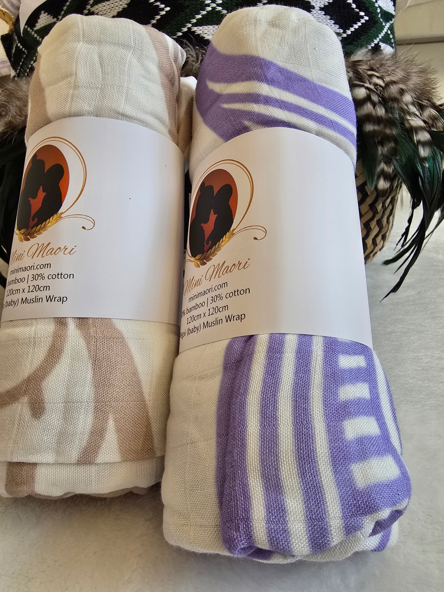 Organic Muslin Wrap - Whenua (Land) Purple