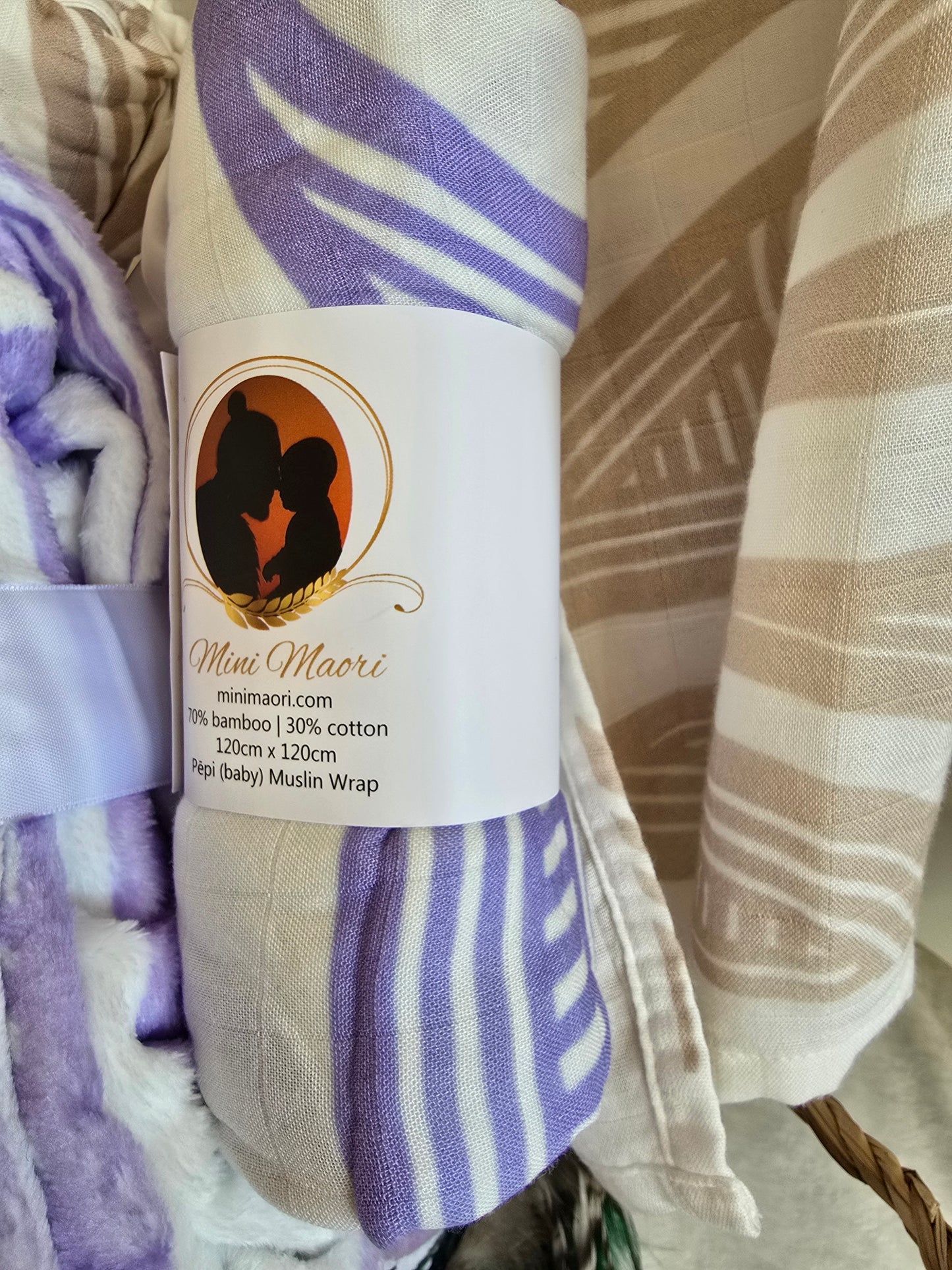 Organic Muslin Wrap - Whenua (Land) Purple