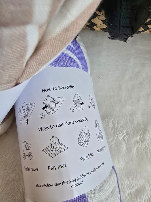 Organic Muslin Wrap - Whenua (Land) Purple