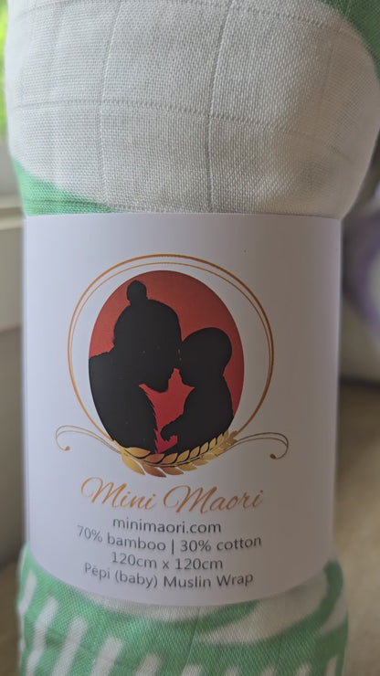 Organic Muslin Wrap - Whenua (Land) Sage green