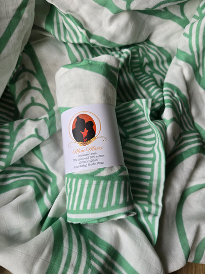 Organic Muslin Wrap - Whenua (Land) Sage green