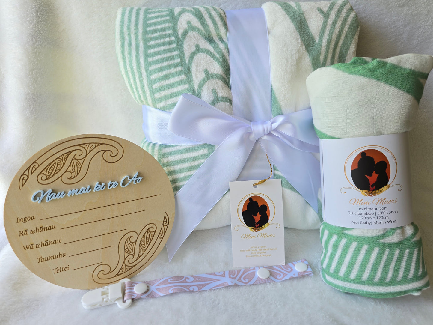 Baby Announcement Disc - double sided Maori/English (Blue)