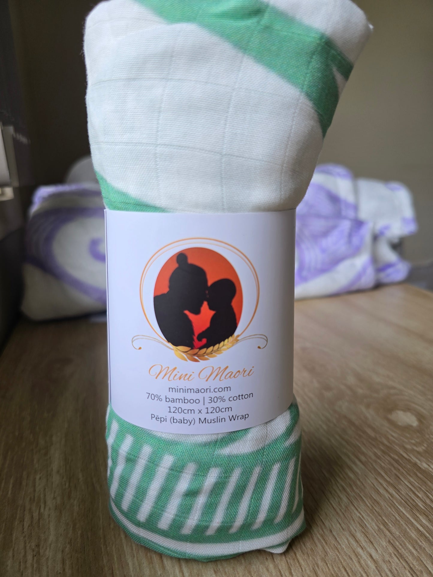 Organic Muslin Wrap - Whenua (Land) Sage green