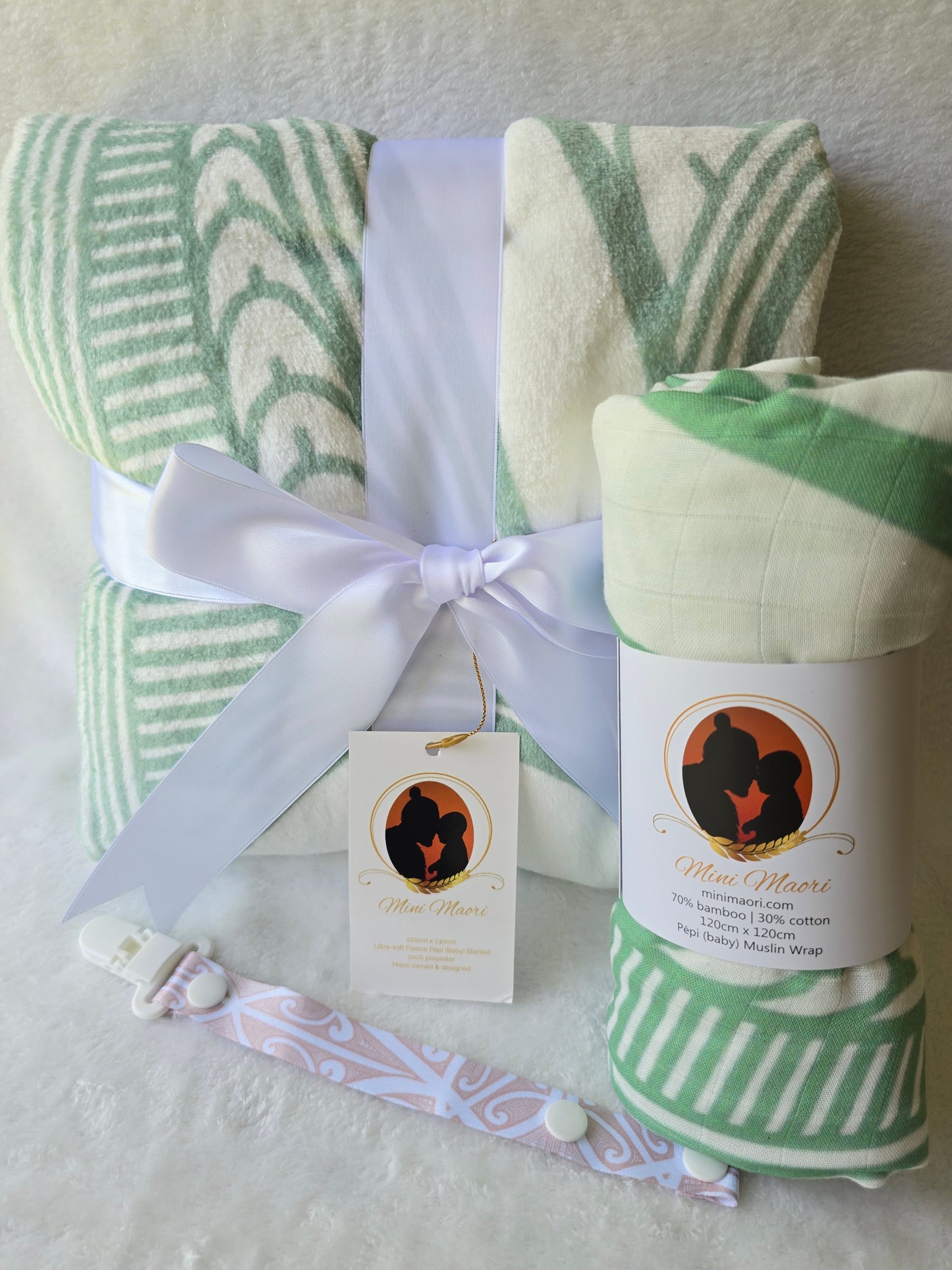 Organic Muslin Wrap - Whenua (Land) Sage green