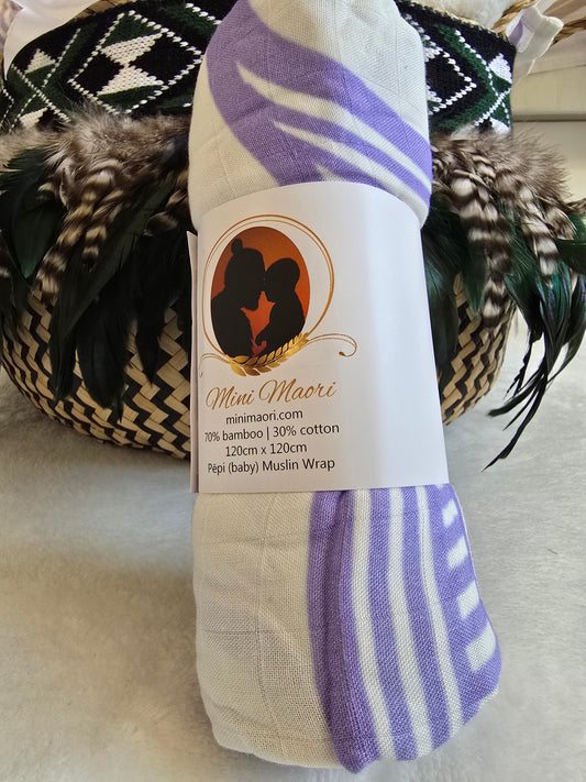 Organic Muslin Wrap - Whenua (Land) Purple